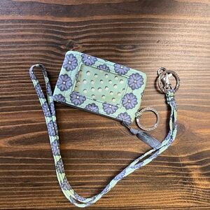 Vera Bradley Floral Key and Card Holder - Green and Gray